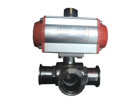 3 Way Pneumatic Actuator With Triclover Fitting T-Port